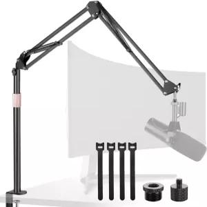 Rigych 높이 조절 가능한 마이크 붐 암과 연장 로드 HyperX QuadCast Shure MV7 Blue Yeti용 프리미엄