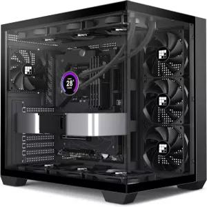 FOIFKIN F300 PC 케이스 사전 설치된 4개의 RGB 팬 없음 ATX 미드 타워 게이밍 타입C 유리 270° 블랙