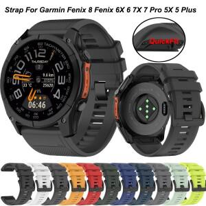QuickFit 22mm 실리콘 스마트 워치 밴드 스트랩 가민 호환 페닉스 8 47mm 51mm 7X 7 6X 6 프로 5X 5 플러스