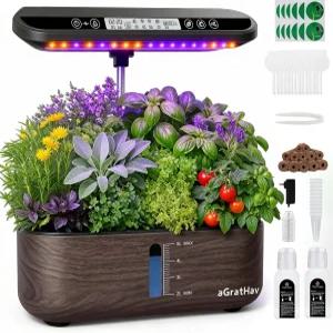 수경 재배 시스템 키트 실내 허브 정원 14 포드 LCD 디스플레이 LED 식물 성장 조명 조용한 스마트 워터