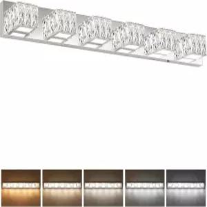 주지토 6 조명 욕실 배니티 라이트 미러 5CCT 디밍블 위의 LED 모던 크리스탈 크롬 월