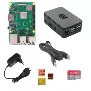 Raspberry Pi 3 모델 B  ABS 케이스 포함 5V 3A 전원 어댑터 알루미늄 방열판 및 HDMI 케이블 SD 카드 옵션