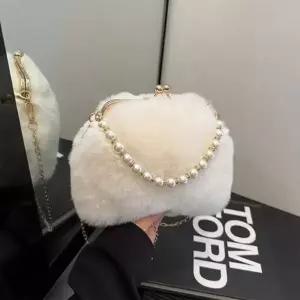은창뽀송 진주 퍼 크로스백 숄더백 가방 미니 털가방 겨울 가방 여성 여성용 여성 토트백 체인백