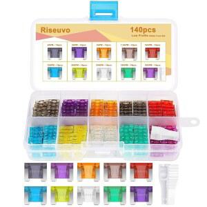 [미국배송] 리세우보 140개 로우 프로파일 미니 퓨즈 키트 - 풀러가 장착된 자동차 트럭 RV 보트용 자동차 블레이드 모음 키트(2A 3A 5A 7.5A 10A 15A 25A 30A 35A)