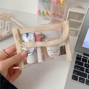 여행용 파우치 화장품 여행 휴대용 똑딱이 투명 필통 (WFKCQ81)