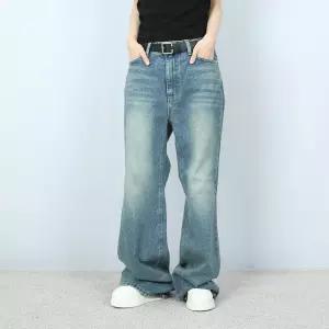 [파라노말샵]데님 중청 워싱 와이드 부츠컷 팬츠 (파라노말샵)