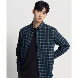 매장정품 빈폴 BEANPOLE MEN 브러쉬드 트윌 스몰 체크 셔츠 그린 BC5X64C21M 189924
