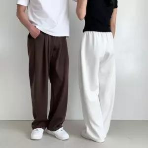 남녀공용 핀턱 통바지 편한 와이드핏 밴딩팬츠 바지 (WFKBXEH)