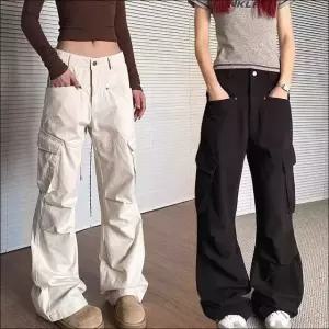 카고바지 포켓 허리밴딩 팬츠 2색 여자 와이드 와이드핏 (WFKBXMH)