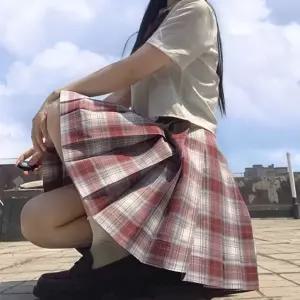 교복 학생복 체크패턴 기장선택 교복치마 버건디 (WFKC2U8)