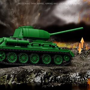 T34 85 중형 탱크 모델 빌딩  세트 360 ° 회전 터렛 조립 장갑 차량 벽돌 장난감 책상 1263 개