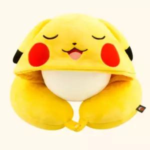 피카츄 캐릭터 휴대용 후드 목 쿠션 베개베개겸 인형 편한