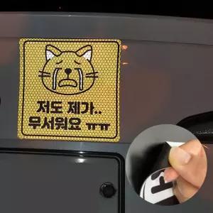 초보 야간 운전 고휘도 반사 탈부착 차량용 스티커안내표시 자동연수중 탈스티커 도로주행 용품 악세사리