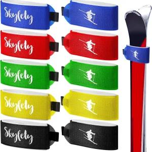스카이티 10개 스키 스트랩 패스너 테이프 조절 가능한 랩 타이로 겨울 크리스마스에 휴대할 수 있습니다
