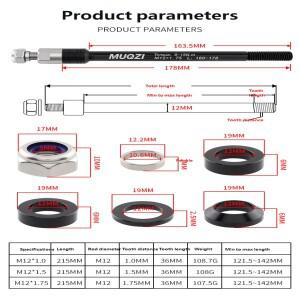 호환 MUQZI 자전거 트레일러 쓰루 액슬 키즈 카고 M12 P1.0/1.25/1.5/1.75 퀵 릴리즈 160-178mm
