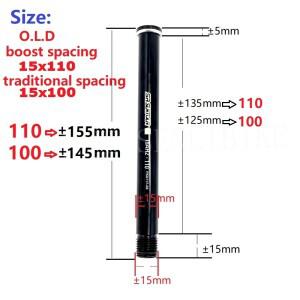 호환 SR SUNTOUR 산악 자전거 포크 쓰루 액슬 15mmx 나사형 퀵 릴리즈 레버 부스트 스페이싱 프론트