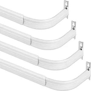 Sawysine 4개 1828인치 흰색 조절식 커튼봉 세트 헤비 듀티 도어 플랫 새시봉 하드웨어 포함 가정용 창문
