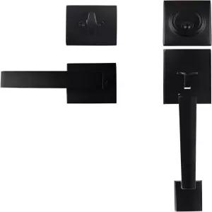 하드호크 현관문 손잡이 세트 데드볼트 레버 블랙 리버서블 외부 도어 잠금 오른쪽 왼손잡이 도어용 사각