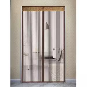 (리빙피스) 스트라이프 문 모기장(100x210cm) (브라운)방충망 현관 모기망 도어 출입