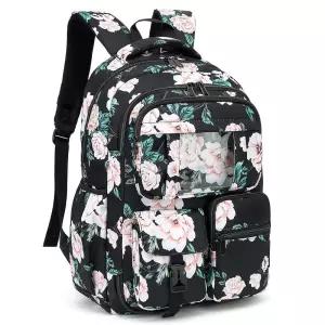 Kouxunt 여아용 백팩 냉장고 도어 스쿨 백 어린이 청소년 여성 캐주얼 여행 데이팩, 꽃무늬., 대형