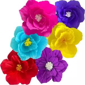 안소모 밝은 종이 꽃 인공 크레페 티슈 월 장식 멕시코 신코 데 마요 결혼식 생일 신부 베이비 샤워 교실