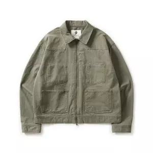 매장정품 ESFAI WASHED CANVAS WORK JACKET (VINTAGE OLIVE)