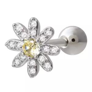 [미니아트] 써지컬 스틸 큐빅 데이지 꽃 패션 피어싱 한쪽