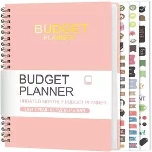 예산 계획자 지출 추적 노트가 포함된 월간 예산서 A56.1인치 x 8.5인치 재무 및 계정서 주머니와 스티커가