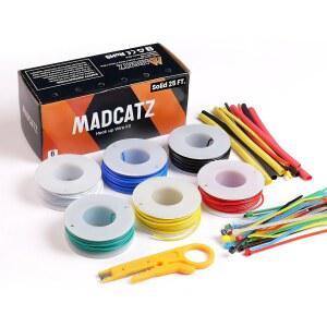 [미국배송] 22 AWG MADCATZ 솔리드 코어 후크업 와이어 게이지 - 25피트 6가지 다른 색상의 PVC 절연 전선 케이블 키트 1007 주석 구리