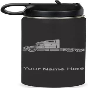 그램 개인 맞춤 물병 트럭 캡 스테인리스 이중 벽 진공 단열 플립 탑 빨대 각인 선물(20온스 / 590ml 블랙)