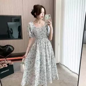 롱원피스 러플리 퍼프소매 바캉스룩 원피스 여자 (WFKEORP)