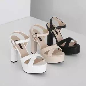 청키힐 슬링백샌들 여성 스트랩 데일리 오픈토 구두 WFIQNN1