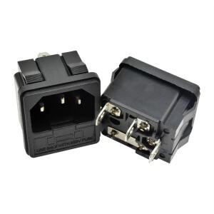5개 AC-02 3핀 전원 플러그 및 소켓 250V 10A 스냅온 AC 로커 보트 스위치 (퓨즈 인터페이스 포함)