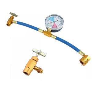 자동차 에어컨 냉매 충전 호스 키트, 압력 게이지 포함, M14 병 개방 어댑터, 자동차 교체 부품, R134A