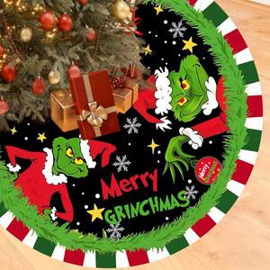 크리스마스 트리 스커트, 그린 몬스터 홀리데이 장식을 위한 실내 야외 장식 (48인치)