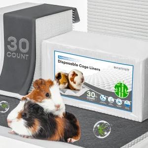 BUCATSTATE 일회용 기니피그 케이지 라이너 30개입 강력한 흡수력의 깔짚 토끼 페럿 새 대나무 냄새 제거
