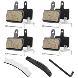 자전거 브레이크 패드 4쌍, 레진 세미 메탈릭 MTB 디스크 패드, 설치 도구 포함, E-바이크에 적합, Tektro Shimano TRP M520 M510 MT200 Deore Br-M575 T615 T675에 적합