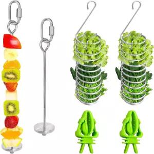 LJZP 6Pcs 쥐 농축 장난감 과일 채소 홀더용 스테인리스 스틸 먹이 찾기 앵무새 새 설치류용 슬로우 피더
