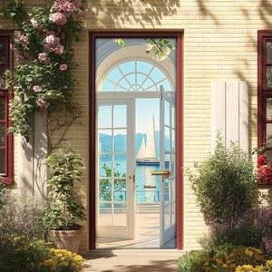 HOMETITUTE Ocean View 도어 스티커 벽화 탈착식 방수 비닐 자체 접착 장식 벽지 홈 오피스 및 침실 문용 77cm x 199.9cm(30.5 78인치)