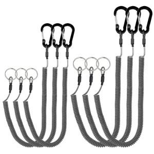 [호환품]낚시 탄성 끈 1.5m 안전 로프 와이어 스틸 도구 용 카라비너 포함 플라이어 피쉬 립 그립 홀더