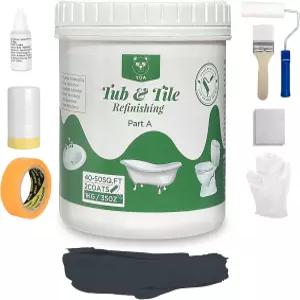 YOA 수성 타일 페인트 그레이 50-55평방피트 욕조 세면대 화장실 세라믹 및 주방 조리대 마감 1.0