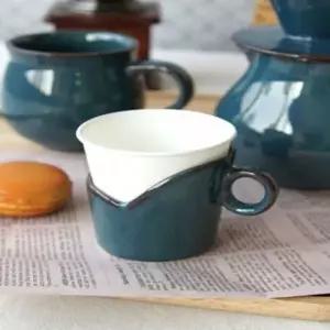 사무용 거치대 손잡이 블루 컵받침 컵꽂이