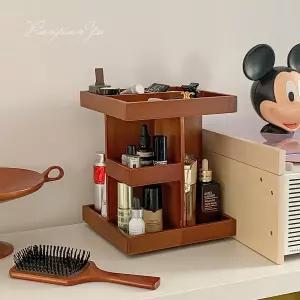 2단 화장대선반 화장품정리대 회전식 원목 향수진열대