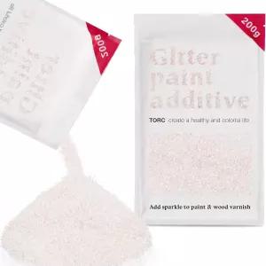 TORC 이리데센트 화이트 글리터 페인트 첨가제 - 아크릴 벽 목재 가구 및 공예용 멀티 사이즈 파우더 (200g