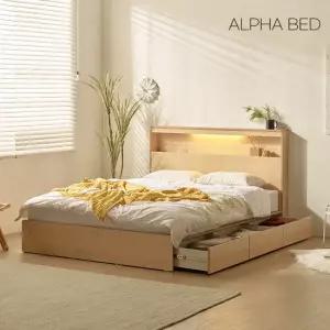 알파침대 이브 LED 1단 수납침대 SS+코지 슬림 포켓스프링