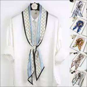 쁘띠 가방장식 고급스러운 여자 패턴 모조실크 스카프