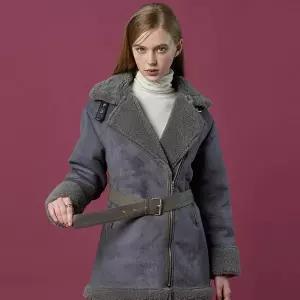 [KOLEAT][벨트탈부착] 겨울 스웨이드 보온 플리스 롱무스탕 [GRAY]