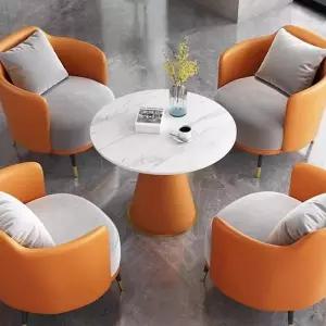 2인 3인 원형 모던 식탁 미니 테이블1+의자2 로비 세트 오렌지 티타임 티테이