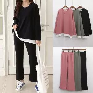 [하프클럽/아이우먼]위쉬몰 NO 브이맨투맨밴딩팬츠세트(V126H601) 빅사이즈