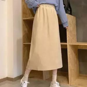 [라일리여성의류] Rly 하이웨이스트 세미플레어 롱스커트스테디